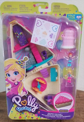 Polly Pocket Micro Mini Birthday Cake Bash Compact Playset with 2 Dolls - NEW