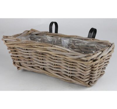 5 Stück Balkonkasten 42x20x15cm Weide mit Halterung Blumenkasten Pflanzkasten