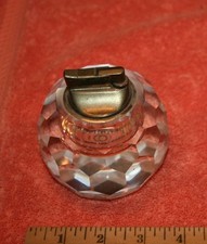 Vintage Imported Crystal Hand Cut Paper Weight with Japan Removable Lighters 