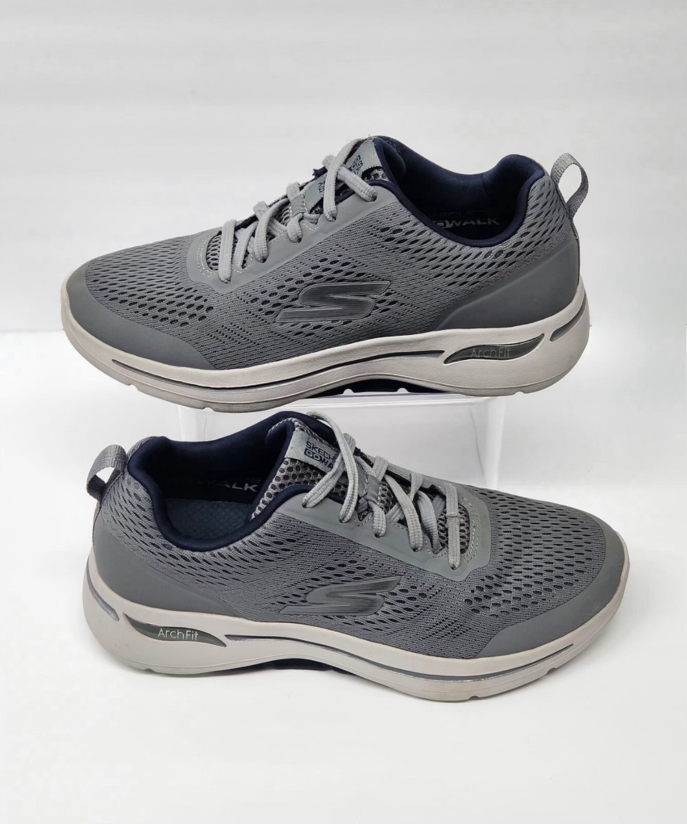 SKECHERS Go Walk Arch Fit Idyllic Men Size 8 M Gray Navy Athletic Sneakers  Shoes | eBay
