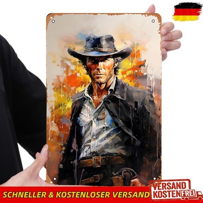 Vintage Metallplatte Clint Eastwood rechteckige Eisenmalerei Wanddekoration 20 x