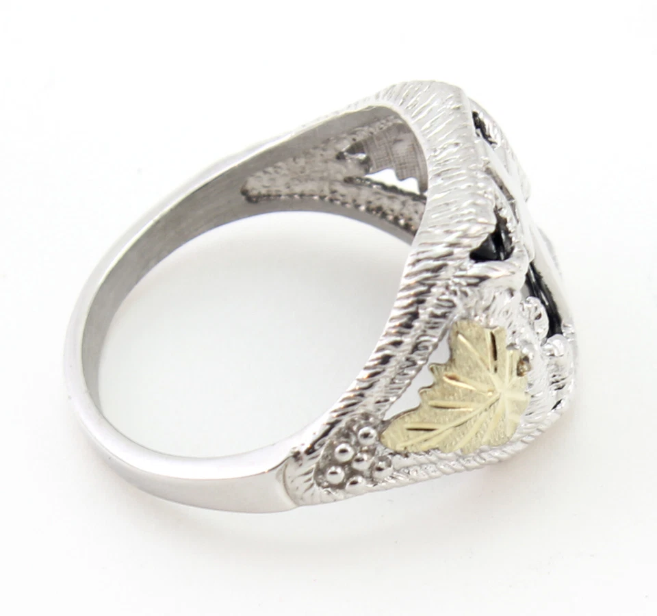 Black Hills Gold Sterling Silver Men's Cross Ring w Onyx Size 9 FAST SHIPPING - Image 2 of 4