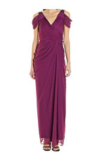 NWOT By Adrianna Papell Draped Cold Shoulder Dress/Gown Pomegranate Size 8
