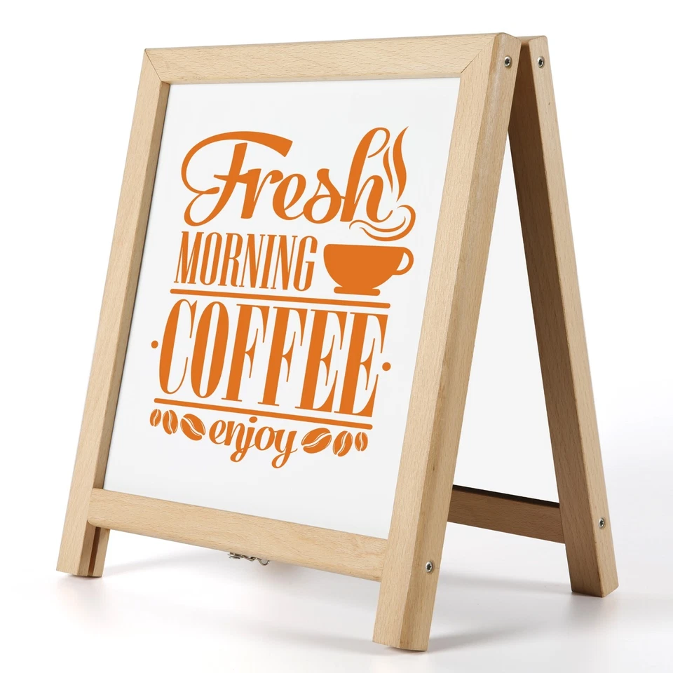 Tabletop Double-Sided Chalk Mini White A Board Erasable Chalkboard Wood 12x14" - Image 2 of 2