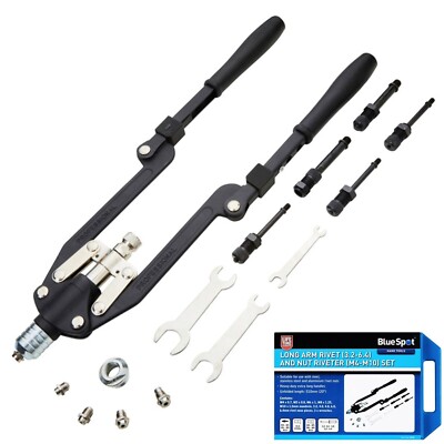 Blue Spot Tools - Langarm Nieten (3,2-6,4) und Muttern Nietzange (M4-M10) Set