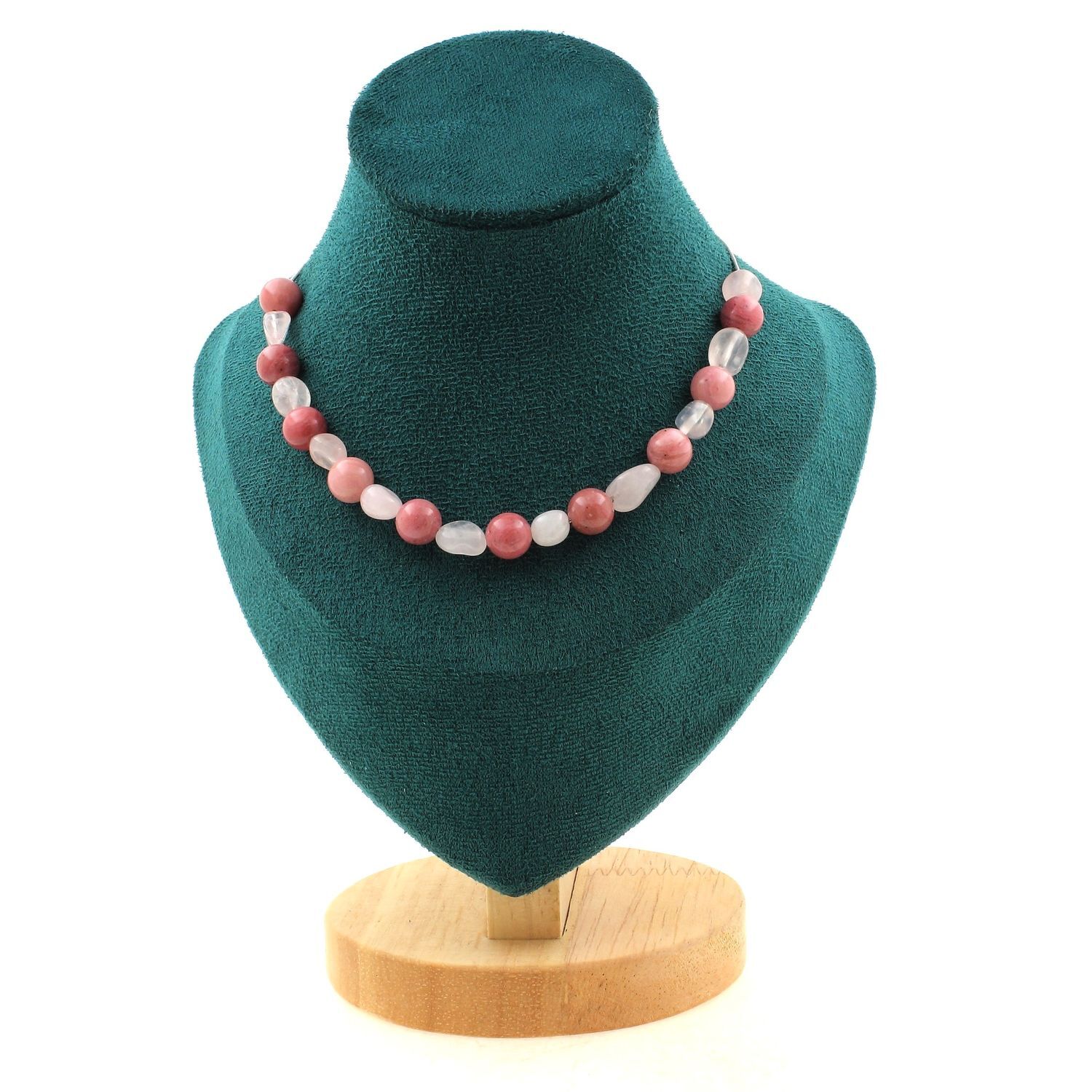 Collier femme perles quartz rose du Brésil pour un style bohème