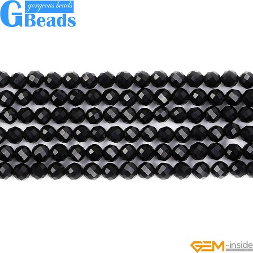 Black Agate Beads Onyx Natural Gemstone Faceted Round Spacer Beads 15" 6mm 8mm - Picture 19 of 61