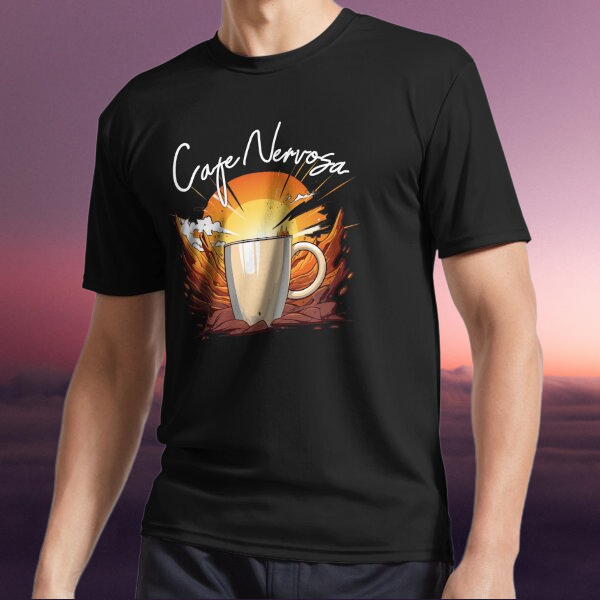 Cafe Nervosa Funny Coffee Addict Logo T-Shirt Sizes S to 5XL