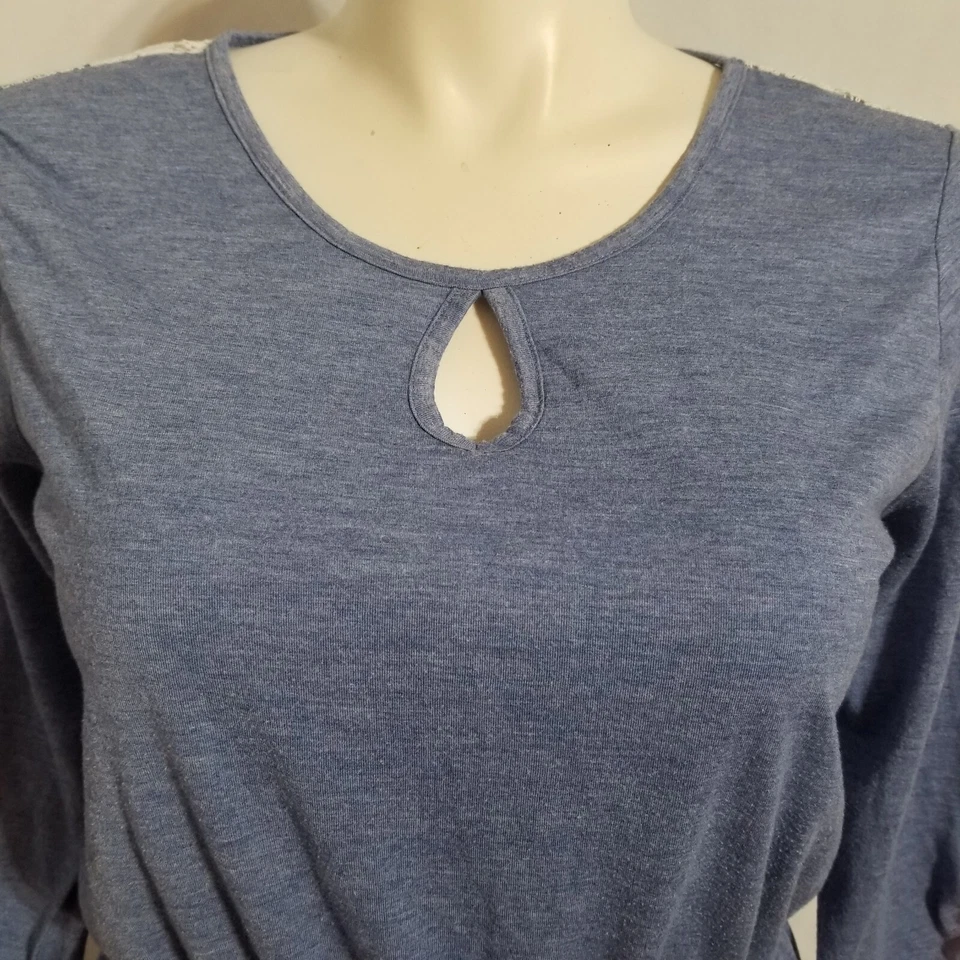 B & B бутик женщин XL синий платье туника с 3/4 рукава кружева назад галстук талии - Изображение 2 из 4