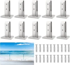 10piece Stainless Steel Glass Clamp Square Spigots Pool Fence Balustrade Balcony