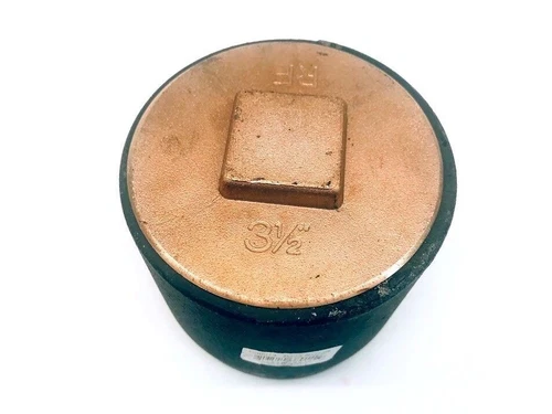 (5 Pack) Jones Stephens 4" x 3-1/2" RF Cast Iron Cleanout w/ Brass Plug - Picture 3 of 6