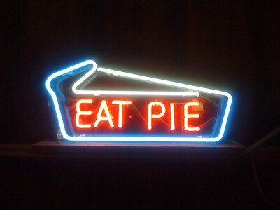 Eat Pie Slice 20''x16'' Real Glass Handmade Neon Sign Lamp Show Shop With Dimmer