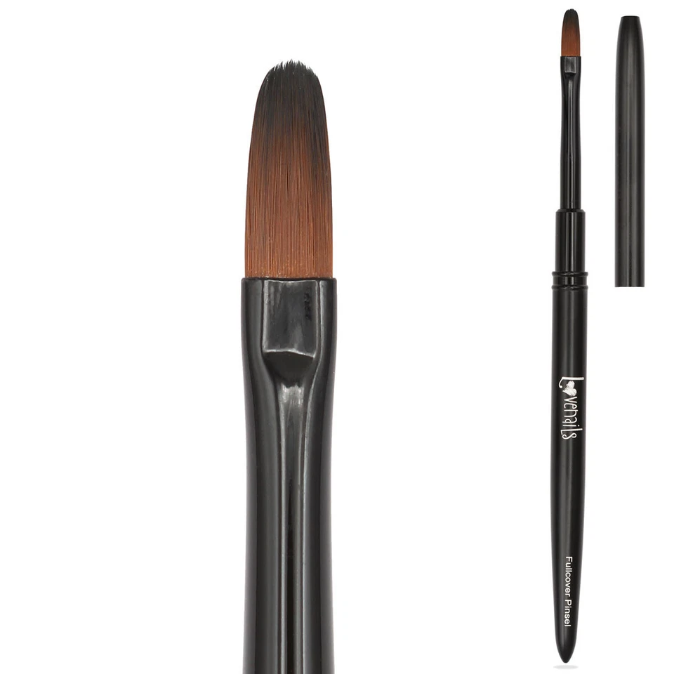 LOVENAILS Profi Pinsel Fullcover mit Kappe lange Borsten Nailart Farbgel streifenfrei Nail