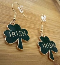 St Patricks Day Shamrock Earrings Dangle Hooks New Irish Festival Parade Party