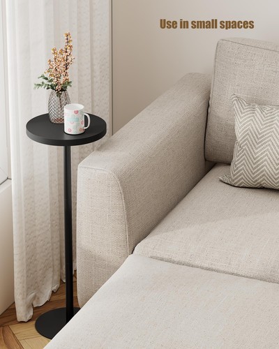 Tall Round Side Table Black Small End Table Beside Table Drink Table TB01BK065 - Picture 9 of 9