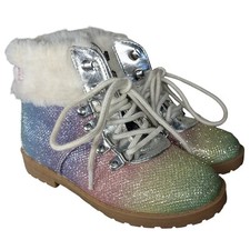 Juicy Couture Glitter Sparkly Rainbow Fur Boots Toddler's 9