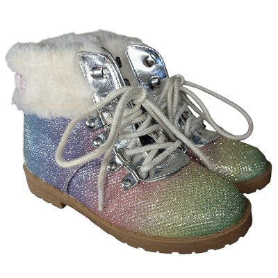 Juicy Couture Glitter Sparkly Rainbow Fur Boots Toddler's