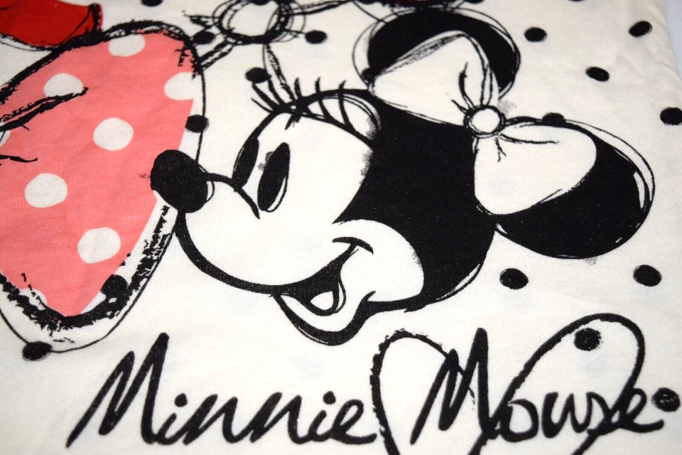 Vintage Minnie Mouse T-Shirt Size XS/S 80s 90s Minnie Bows Ivory Black Polka Dot - Image 3 of 4