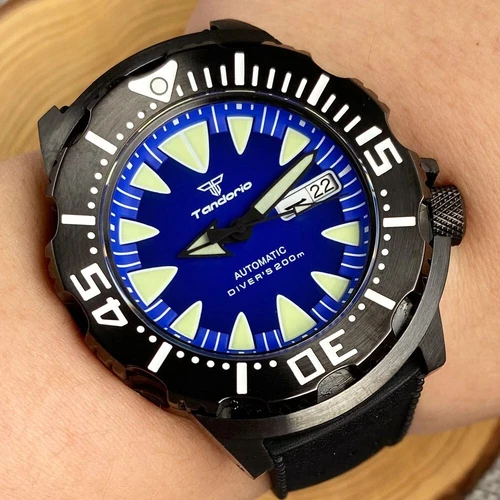 Tandorio 42MM Monster Blue WatchAuto NH36A Movt Men Watch 20ATM Sapphire Glass