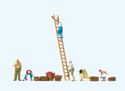 NEU! HO Preiser Figuren 10720 APFELERNTEARBEITER mit Zubehör