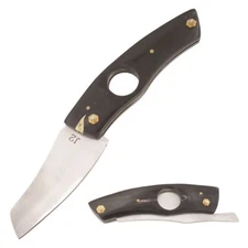 7.5" Horn Handle Cigar Cutter J2 Steel Razor Sharp with Leather Sheath