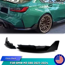 For BMW M3 G80 2021-2024 Rear Bumper Corner Splitter Lip MP Style Gloss Black