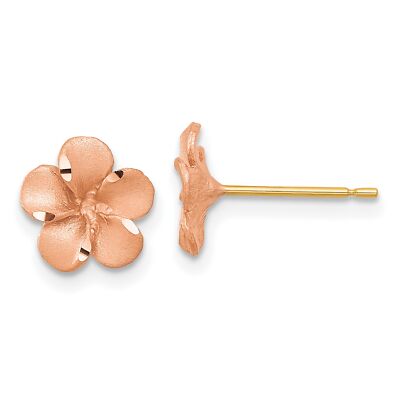 14 Karat bicolor Gold Diamantschliff Plumeria mit Gelbgold Ohrstecker