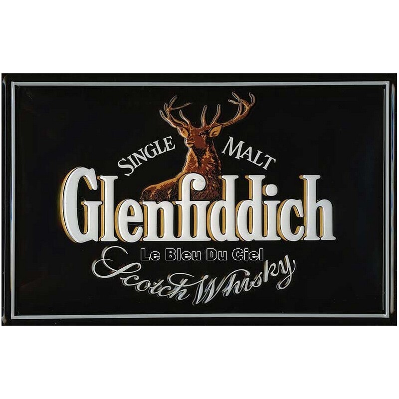 Plaque métal Glenfiddich Whiskey pour décoration de bar de salon