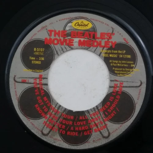 THE BEATLES Movie Medley B5107 7" 45rpm Vinyl VG++ WoL 1982