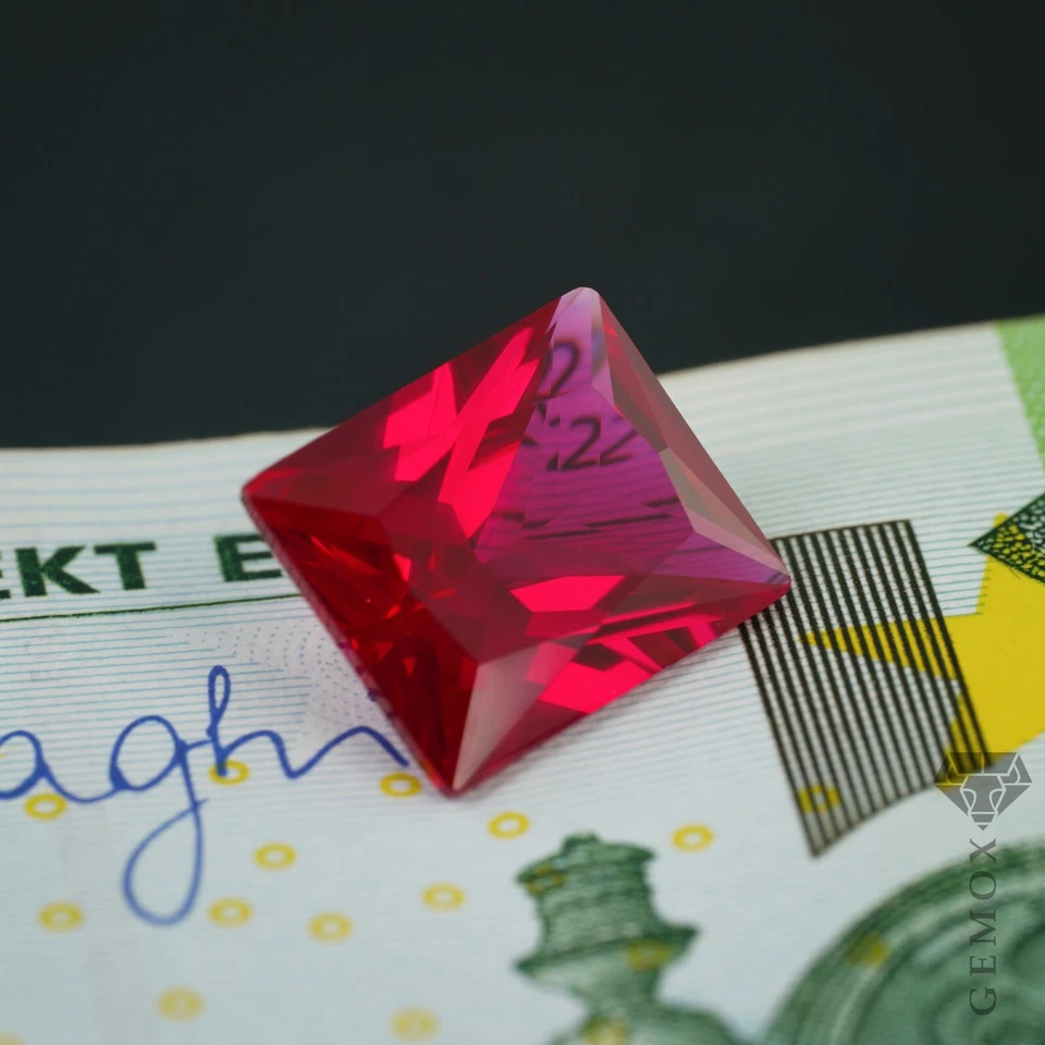 Ruby Genuine Lab-Grown Loose Gemstone Rectangle Princess Cut Raspberry Red Stone - Image 4 of 4