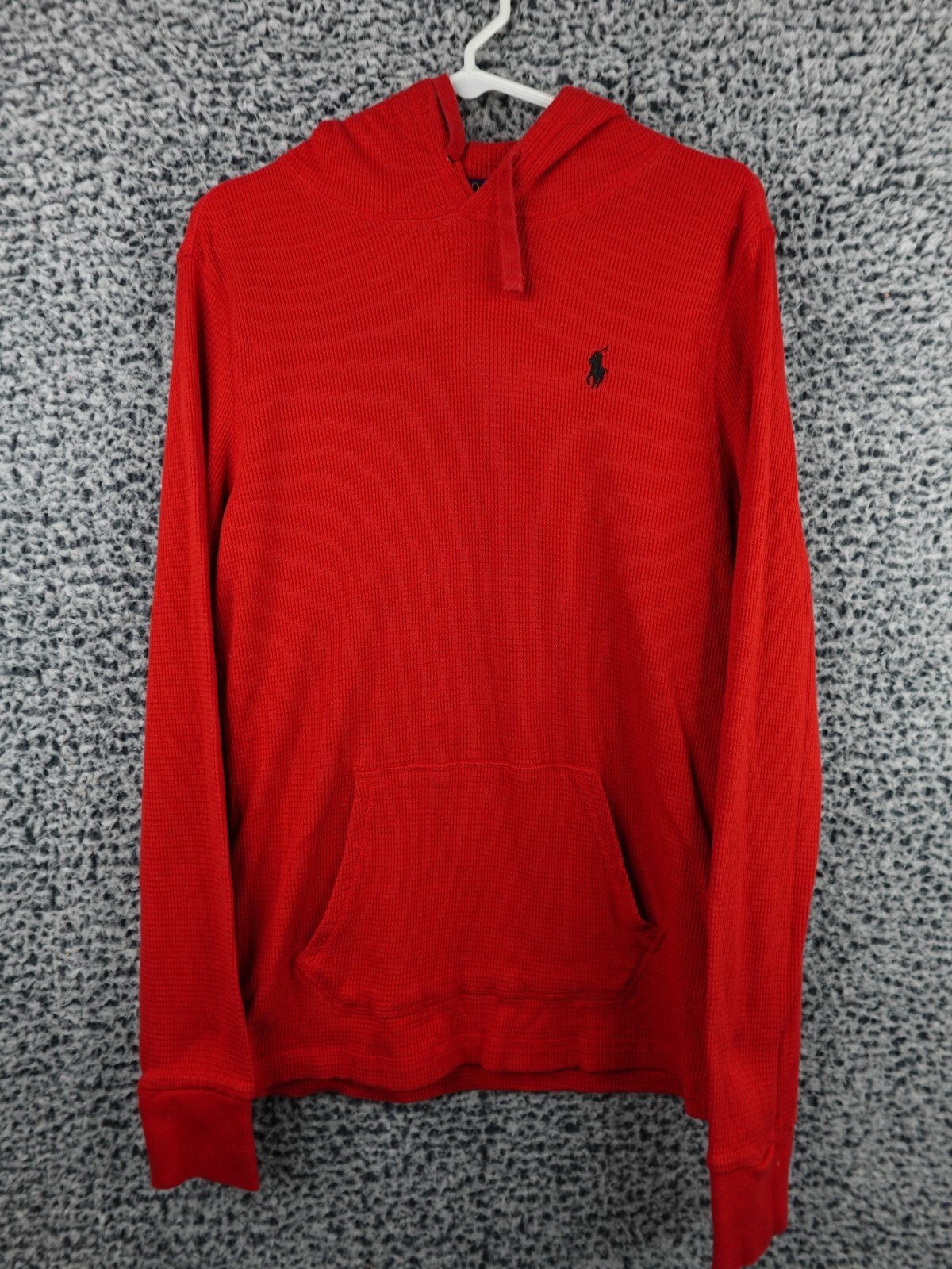 Polo Ralph Lauren Red Waffle Knit Felpa Termica con Cappuccio Uomo M Blu Pony con Cappuccio