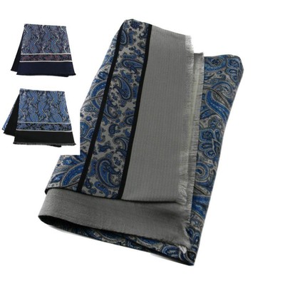 Sciarpa uomo double seta e lana blu nera grigia prod italiano dis