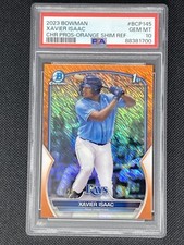 XAVIER ISAAC 2023 BOWMAN 1ST ORANGE SHIMMER REFRACTOR /25 PSA 10 TAMPA BAY RAYS
