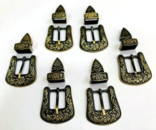 6 pcs quantity 3 piece western buckle set leather buckle belt brass initial 20mm