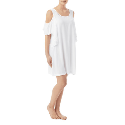 Michael Michael Kors Cold Shoulder Ruffle Cover Up White Medium