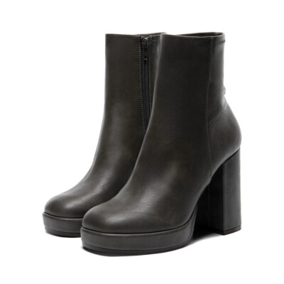 Black Motorcycle Boots With Chunky Heel Combat Boots Womens Women