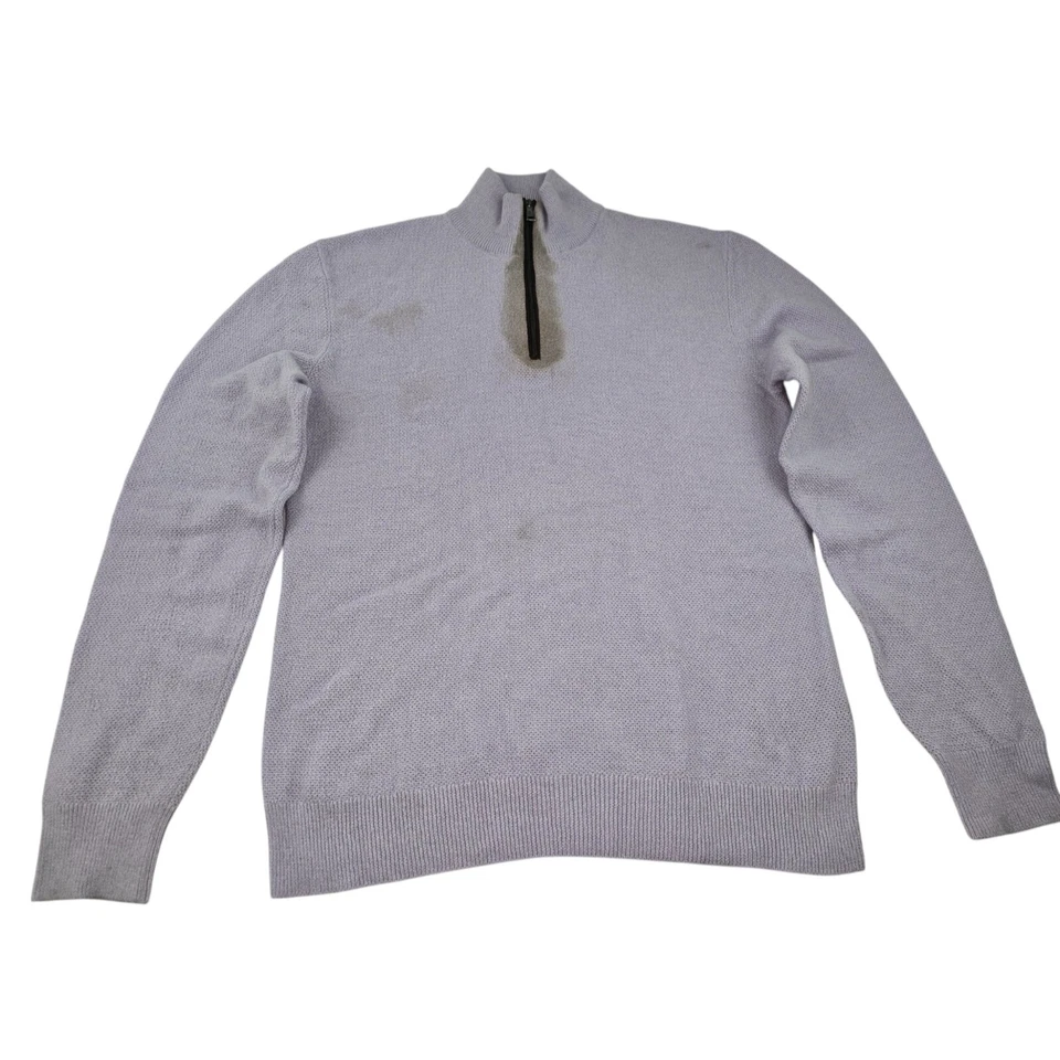 Ralph Lauren Purple Label 100% Cashmere Pique Knit Half 1/2 Zip Sweater M Stains - Image 4 of 4