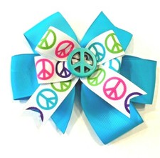 Beautiful Peace Sign inspired hair bow for girls.