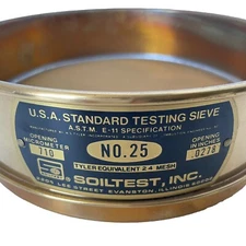 Scientific Testing Sieve Brass USA STANDARD #25 TYLER SOIL TEST BLACK LABEL