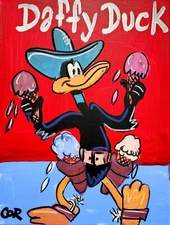CORBELLIC EXPRESSIONISM 16X20 ICE CREAM DAFFY DUCK FINE ART HOME INTERIOR DESIGN