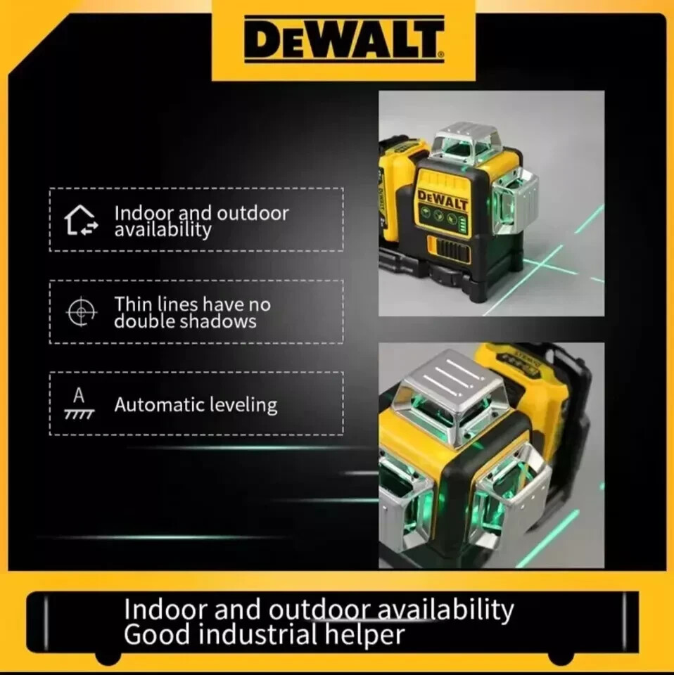 Dewalt DW089LG 3 Lados * 360 Graus Vertical 12V Bateria De Lítio 12 Linhas Nível Laser Medidor De Luz Verde Horizontal A I.1497016704