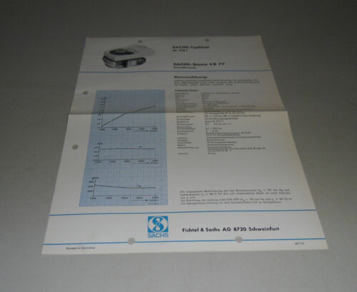 Typenblatt / Technische Daten Sachs-Stamo S B 77 Rasenmähermotor Stand 1968 - Bild 1 von 1