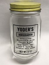 Vintage Yoder?s Horseradish Delphos Ohio Lima OH 6 oz. Glass Jar With Metal Lid