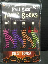 Thigh High Orange Black Stripe Stockings Socks Kids Goth Punk 28.5 Inches Long