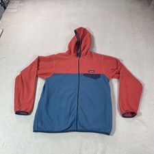 Patagonia Jacket Youth XL 14 Blue Fleece Hooded Full Zip Colorblock Winter