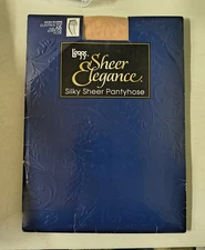 Leggs Sheer Elegance Silky Sheer Control Top Pantyhose Sz AB  Nude Sheer Toe