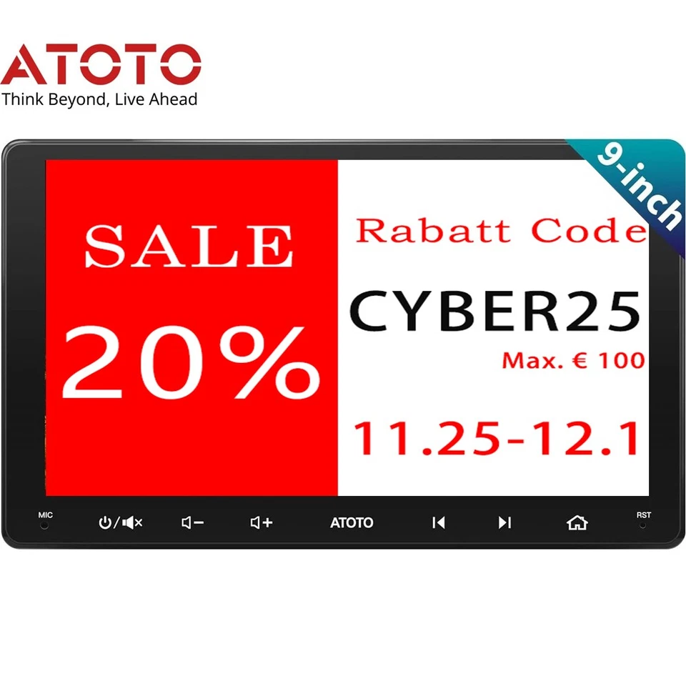 ATOTO S8MS 9" Autoradio Android GPS Navi DAB+ 4+32GB 2 Din Radio CarPlay 4G LTE