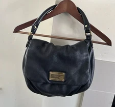 Mark Jacobs Shoulder Bag Handbag Black Leather Designer Logo y2k