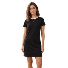 Calvin Klein Black Ringer T-Shirt Mini Dress Logo Graphic Short Sleeve M NEW