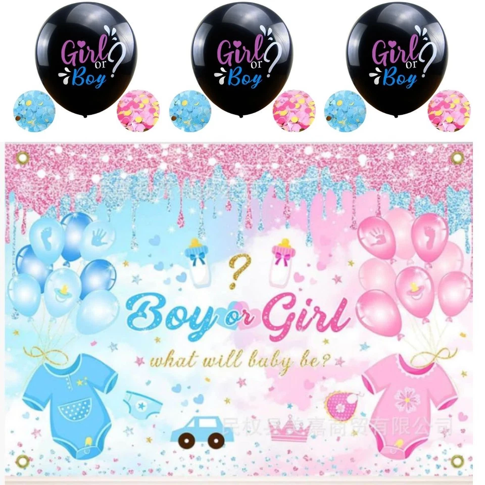 PARTY Gender Reveal Backdrop banner Baby Boy or Girl Baby shower backdrop Decorations
